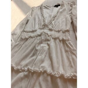 Trixxi White Ruffled Long Sleeve Dress